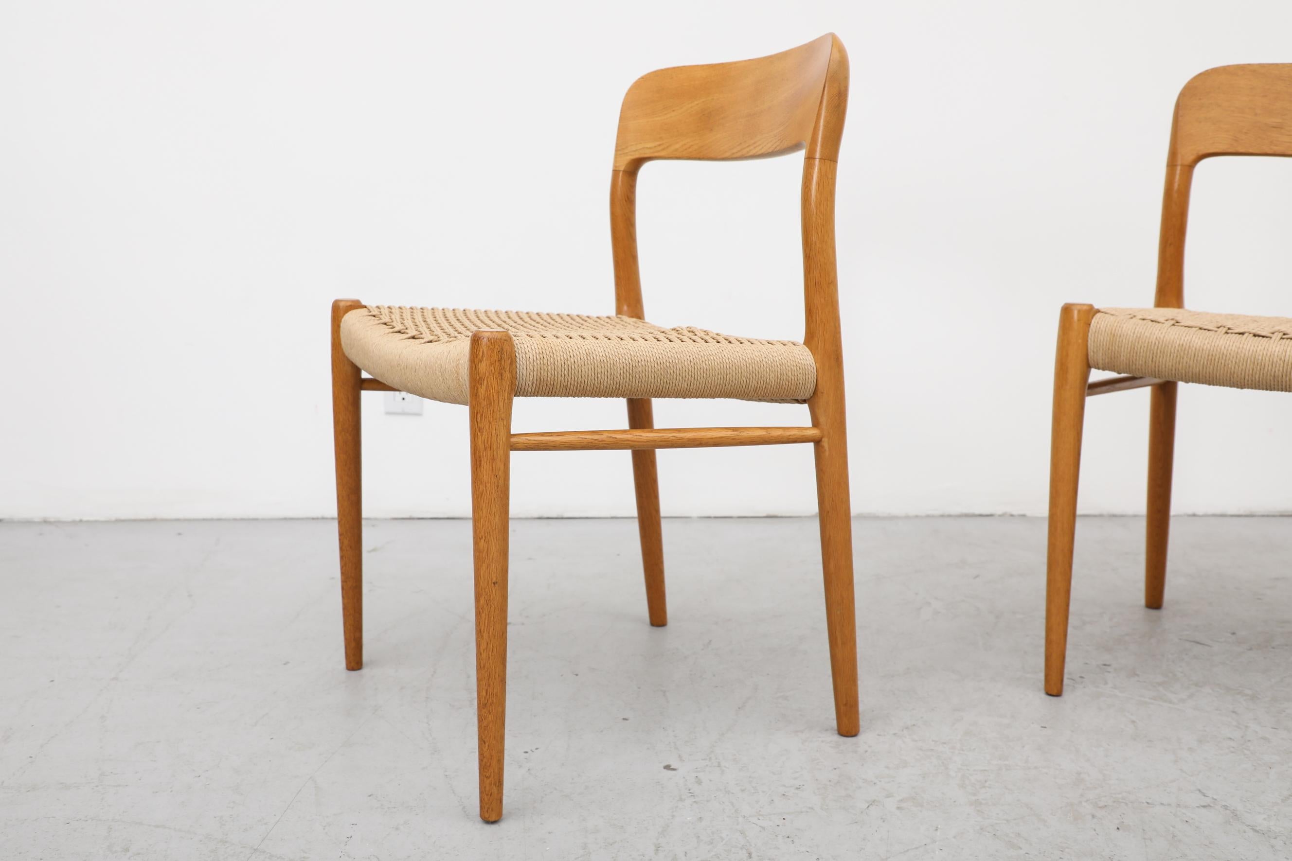 Set of 4 Model 75 Oak and Papercord Chairs by Niels Moller 14