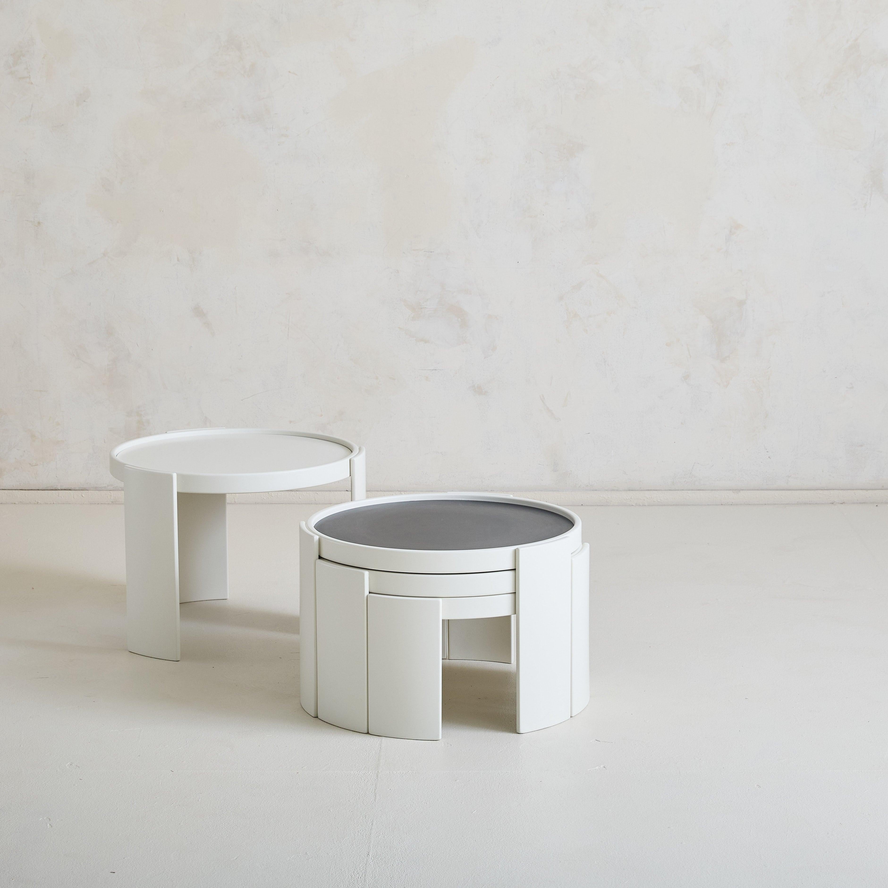 Mid-20th Century Set of 4 ‘Model 780’ White Wood Stacking Coffee Tables by Gianfranco Frattini For Sale