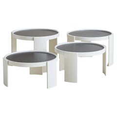 Set of 4 ‘Model 780’ White Wood Stacking Coffee Tables by Gianfranco Frattini
