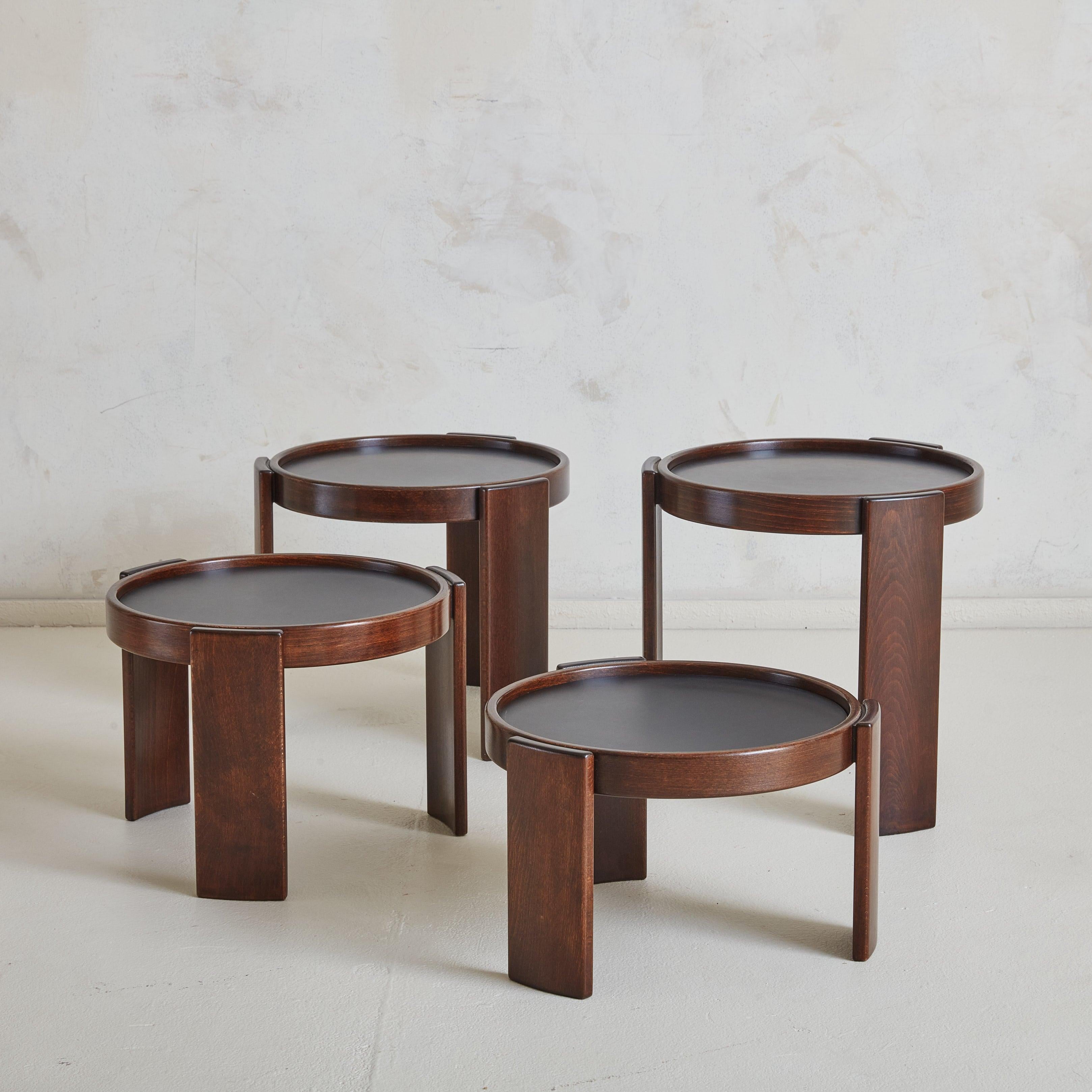 Italian Set of 4 ‘Model 780’ Wood Stacking Coffee Tables by Gianfranco Frattini