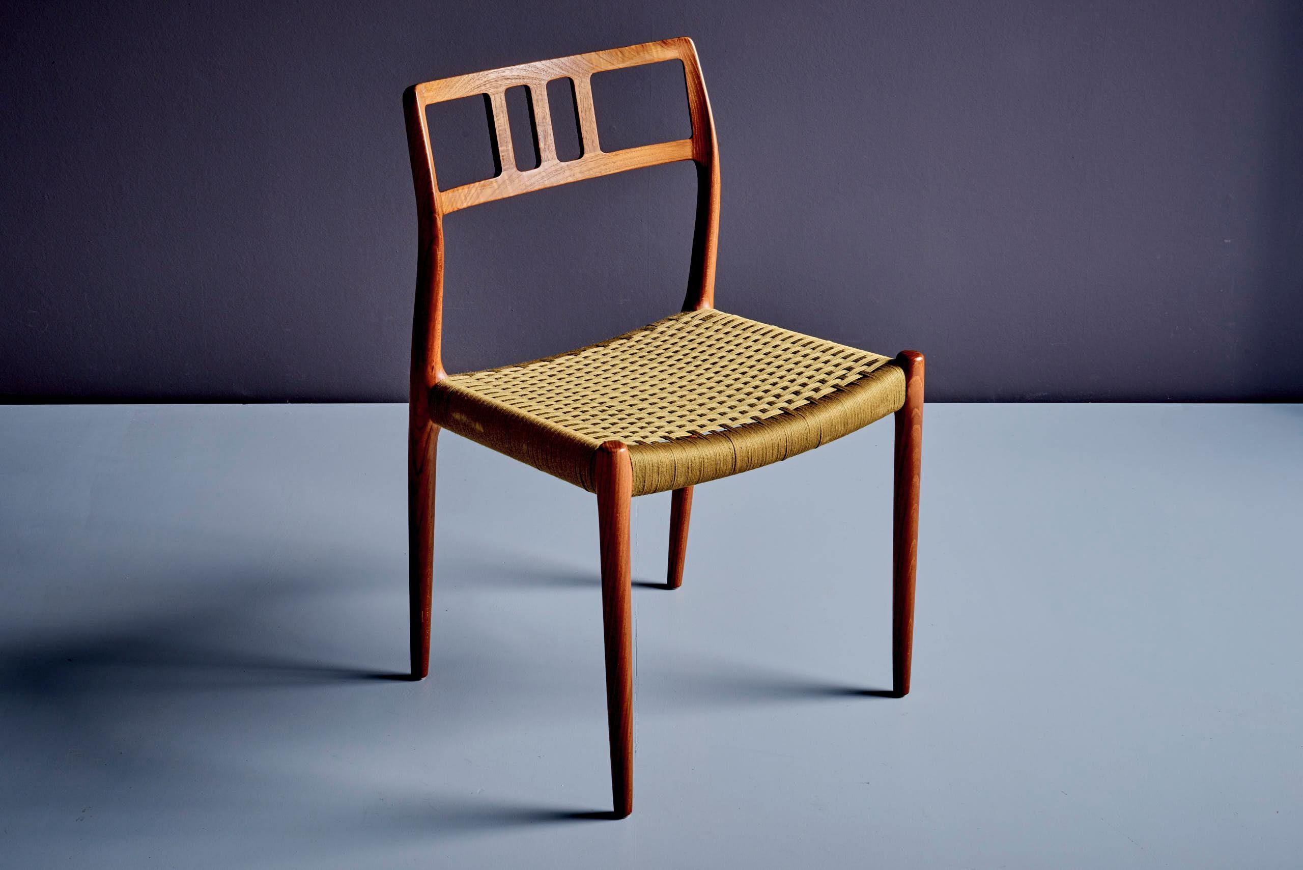 Designed in 1966 by Niels Otto Møller, Model 79 is one of the most celebrated Danish dining chair designs. Recognized for its refined craftsmanship and sculptural form, this model has earned numerous awards and is featured in prestigious collections