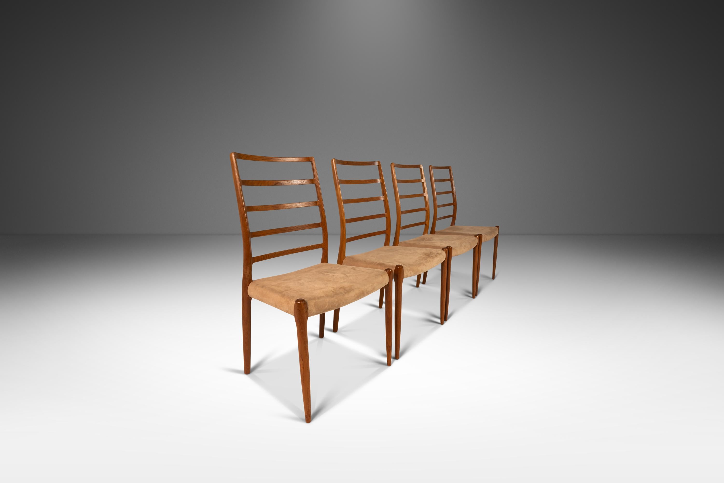 Set of 4 Model 82 Ladderback Teak Dining Chairs by Niels Møller Møbelfabrik, 60s 9