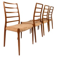 Retro Set of 4 Model 82 Ladderback Teak Dining Chairs by Niels Møller Møbelfabrik, 60s
