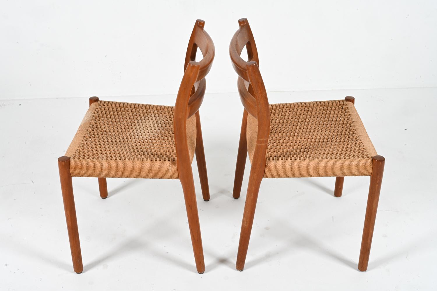 Ensemble de 4 chaises de salle à manger en teck et corde de papier modèle 84 par Niels Otto Møller en vente 5