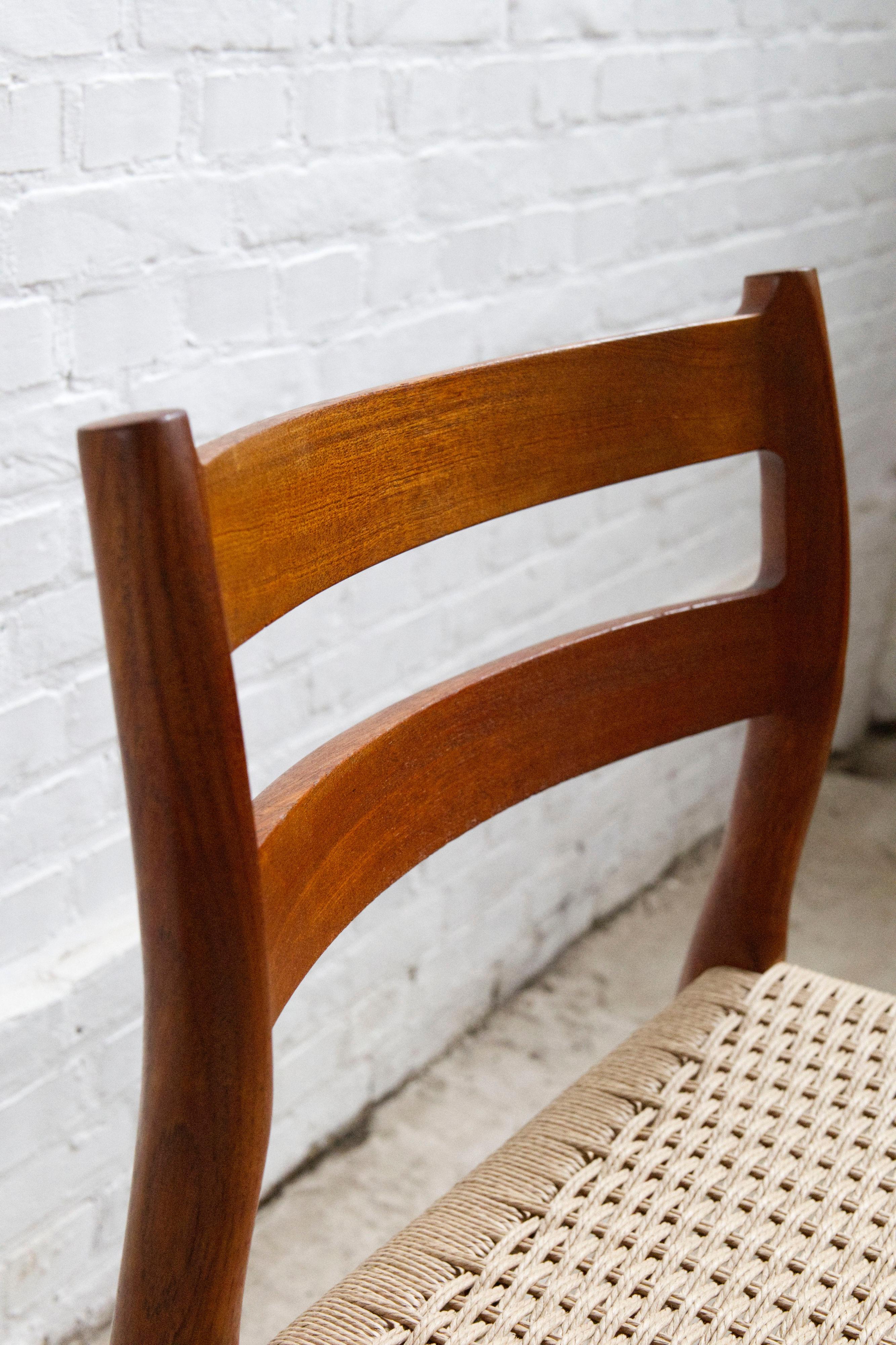 Set of 4 'Model 84' Teak & Papercord Dining Chairs by Niels Otto Møller. For Sale 4