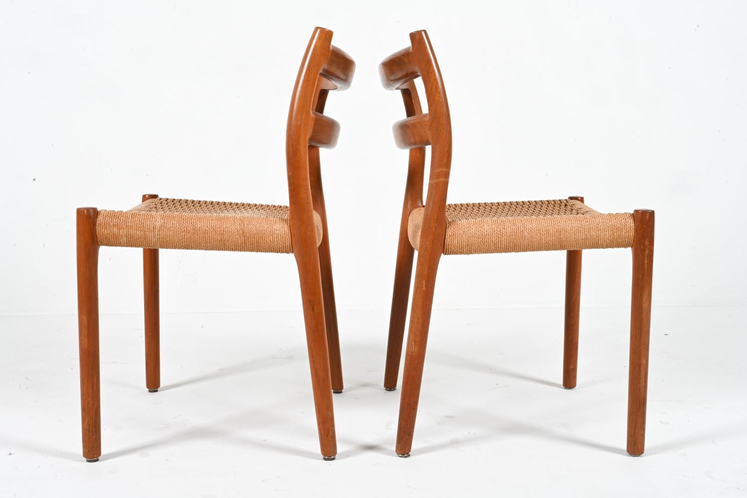 Ensemble de 4 chaises de salle à manger en teck et corde de papier modèle 84 par Niels Otto Møller en vente 6
