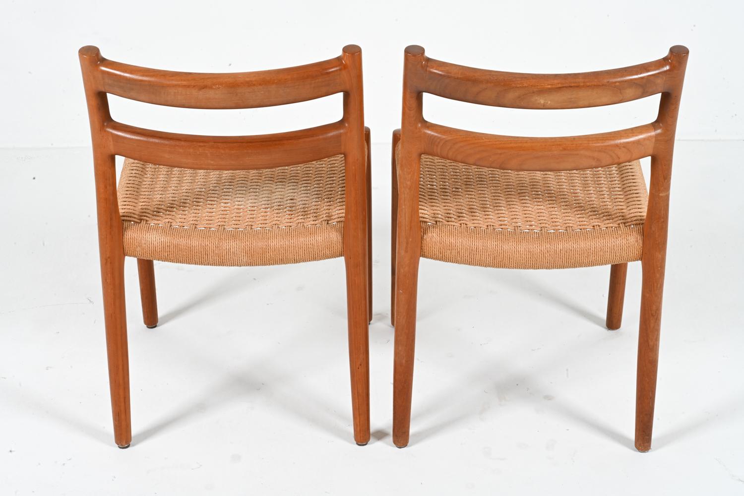 Ensemble de 4 chaises de salle à manger en teck et corde de papier modèle 84 par Niels Otto Møller en vente 7