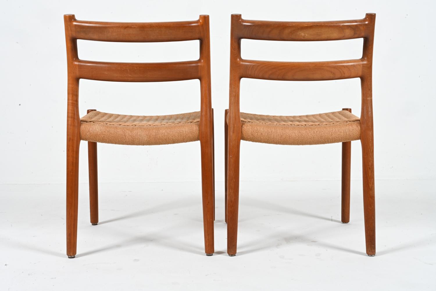 Set of '4' Model 84 Teak & Papercord Dining Chairs by Niels Otto Møller For Sale 9