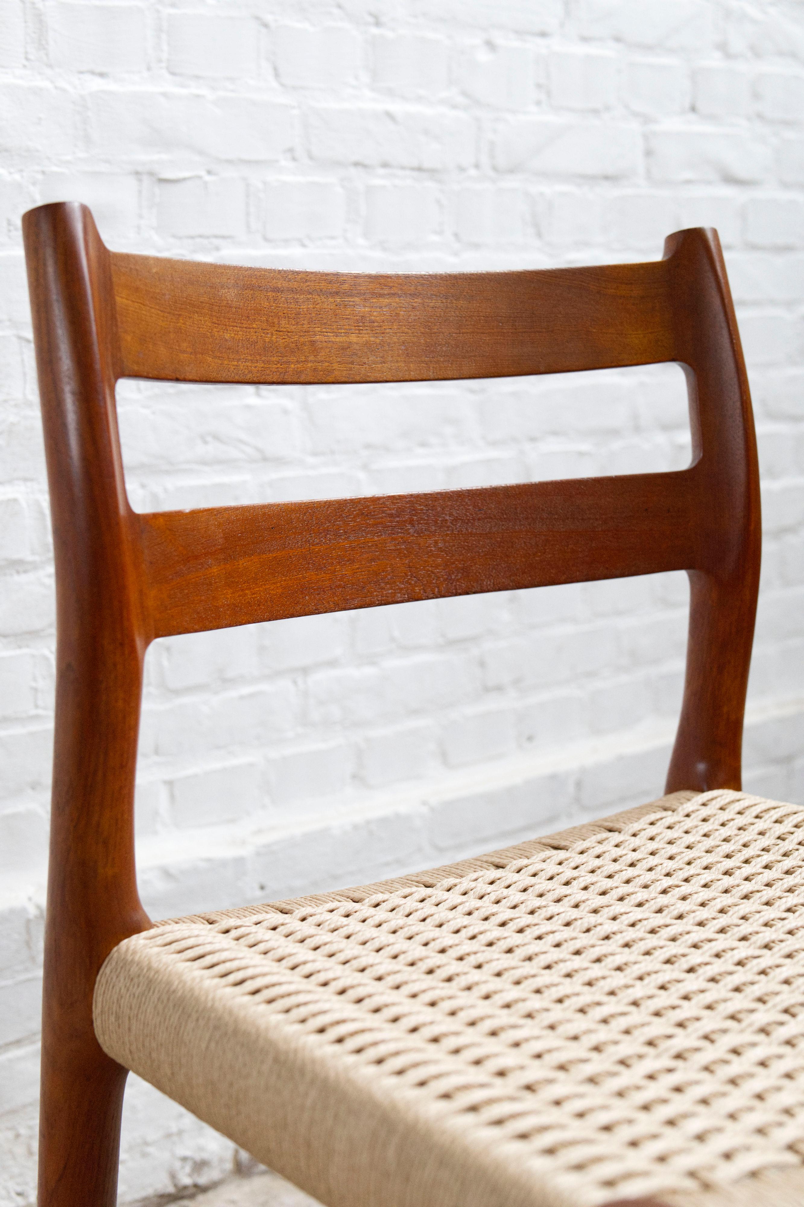 Set of 4 'Model 84' Teak & Papercord Dining Chairs by Niels Otto Møller. For Sale 7