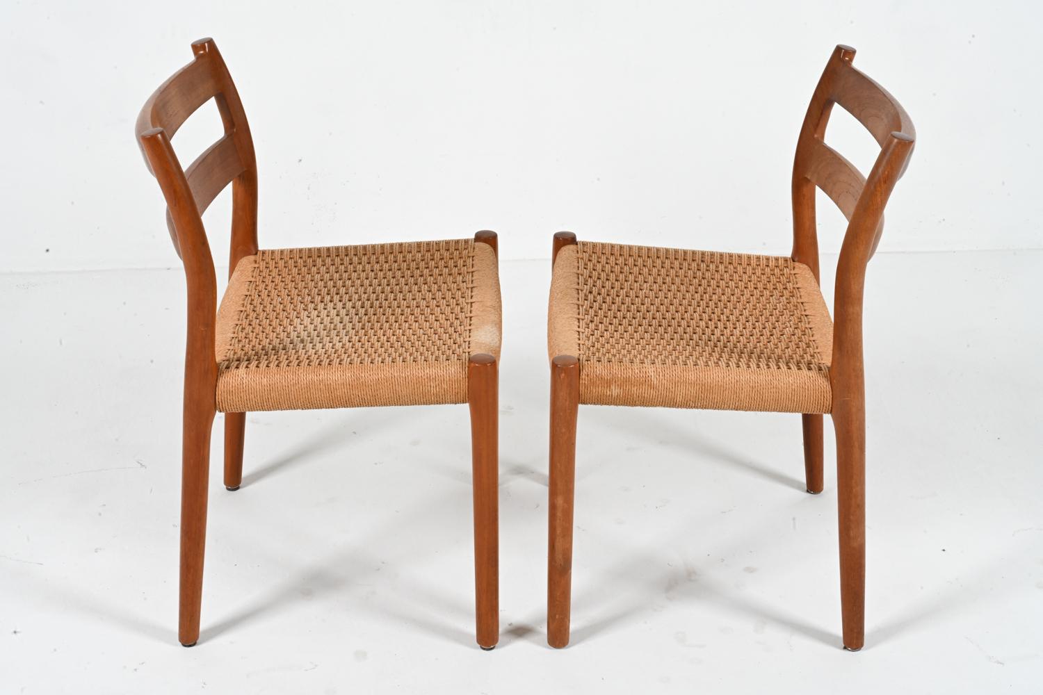 Set of '4' Model 84 Teak & Papercord Dining Chairs by Niels Otto Møller For Sale 10