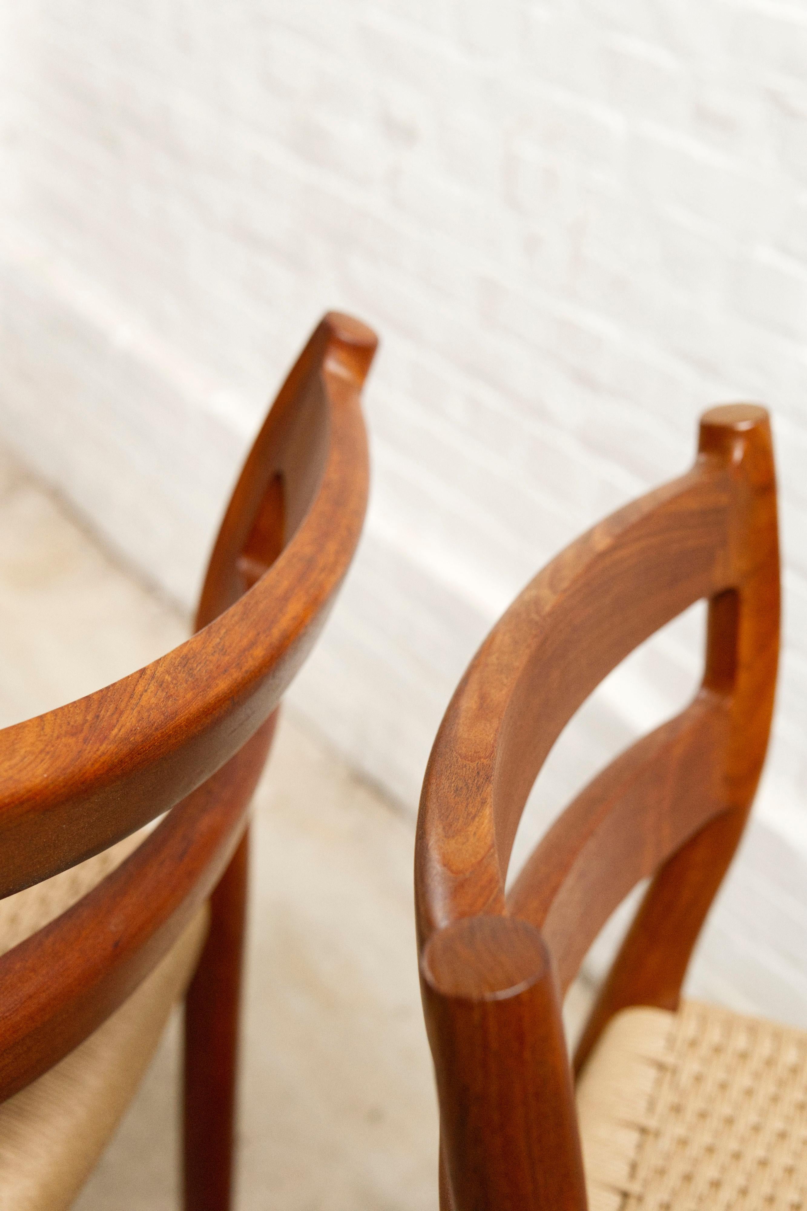 Set of 4 'Model 84' Teak & Papercord Dining Chairs by Niels Otto Møller. For Sale 8