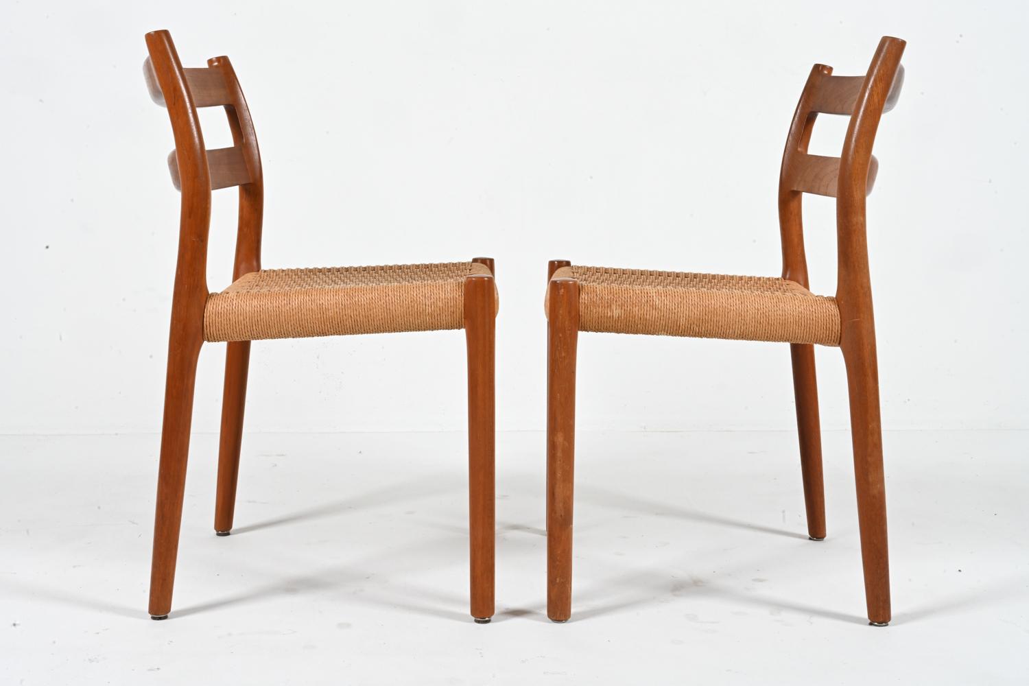 Set of '4' Model 84 Teak & Papercord Dining Chairs by Niels Otto Møller For Sale 11