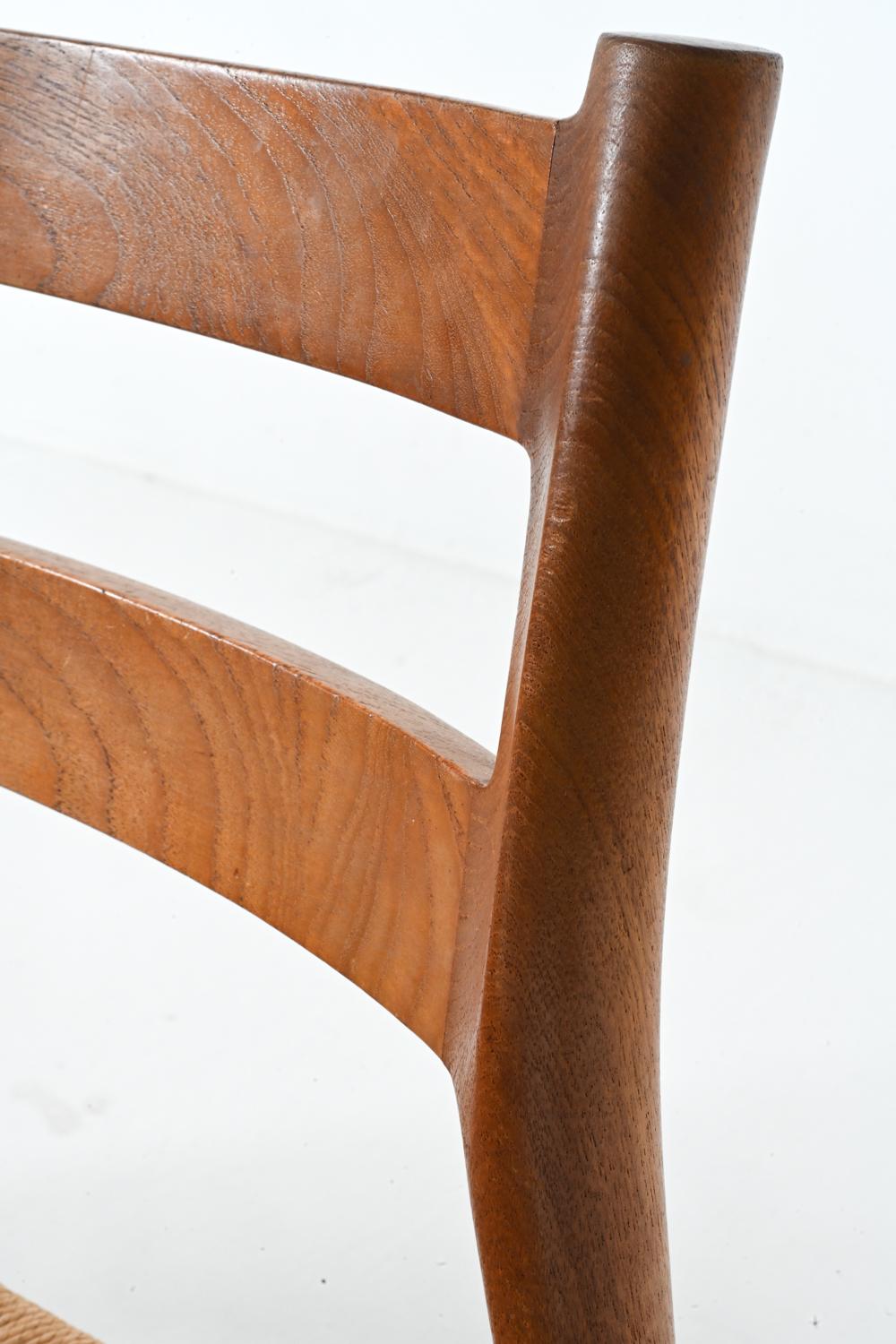 Set of '4' Model 84 Teak & Papercord Dining Chairs by Niels Otto Møller For Sale 4