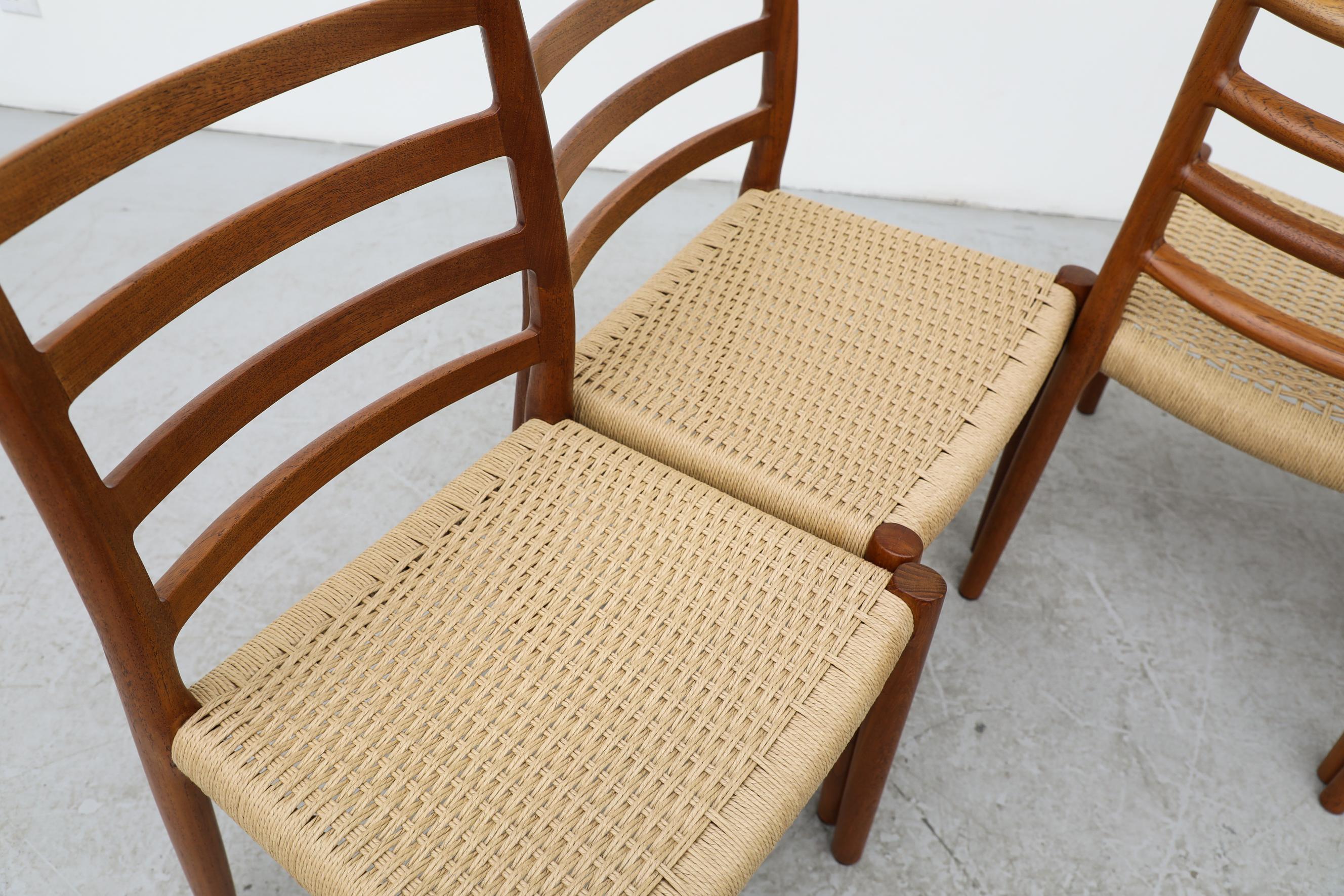 Set of 4 Model 85 Teak Ladder Back Chairs by Niels Moller for J.L. Moller In Good Condition In Los Angeles, CA