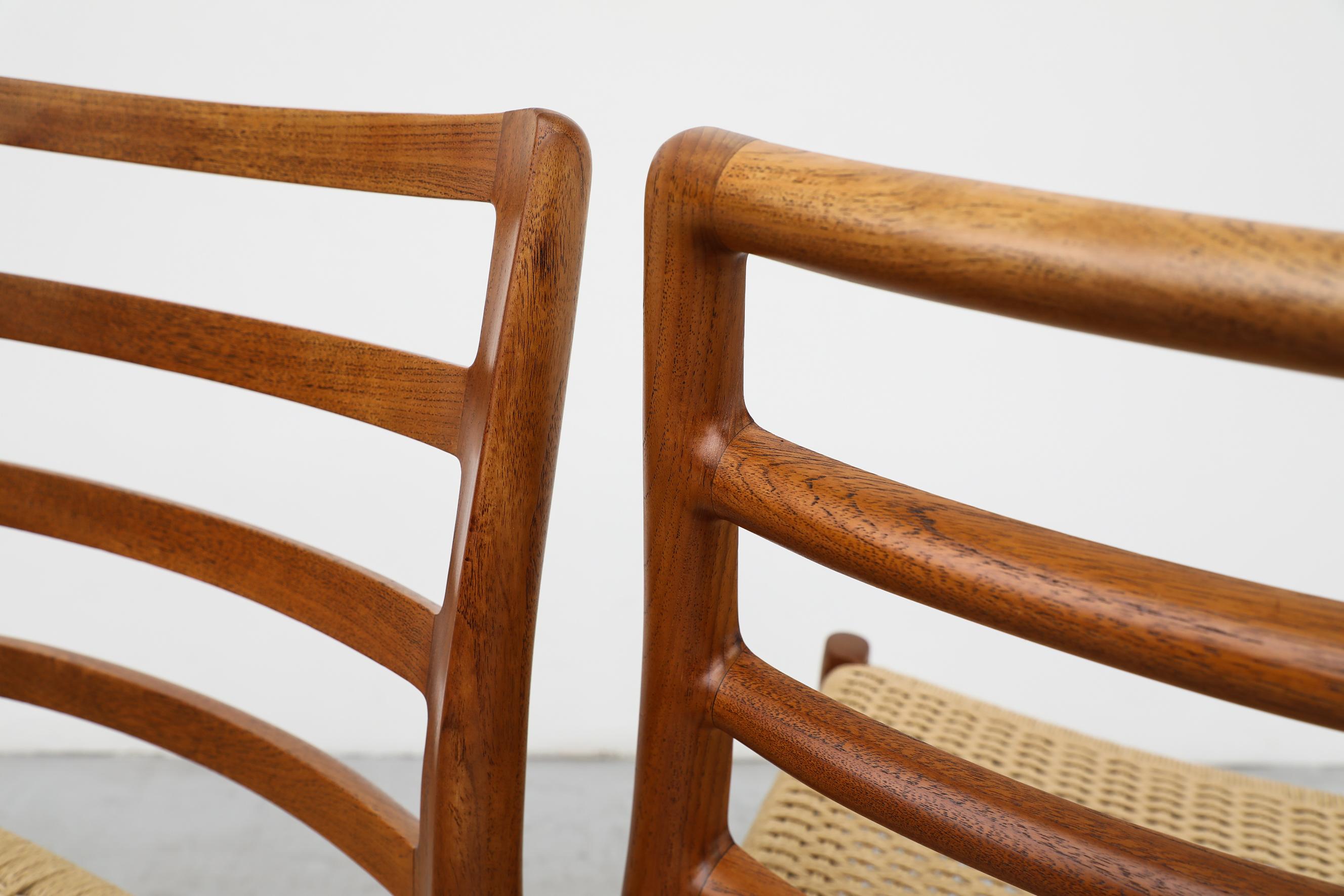 Mid-20th Century Set of 4 Model 85 Teak Ladder Back Chairs by Niels Moller for J.L. Moller