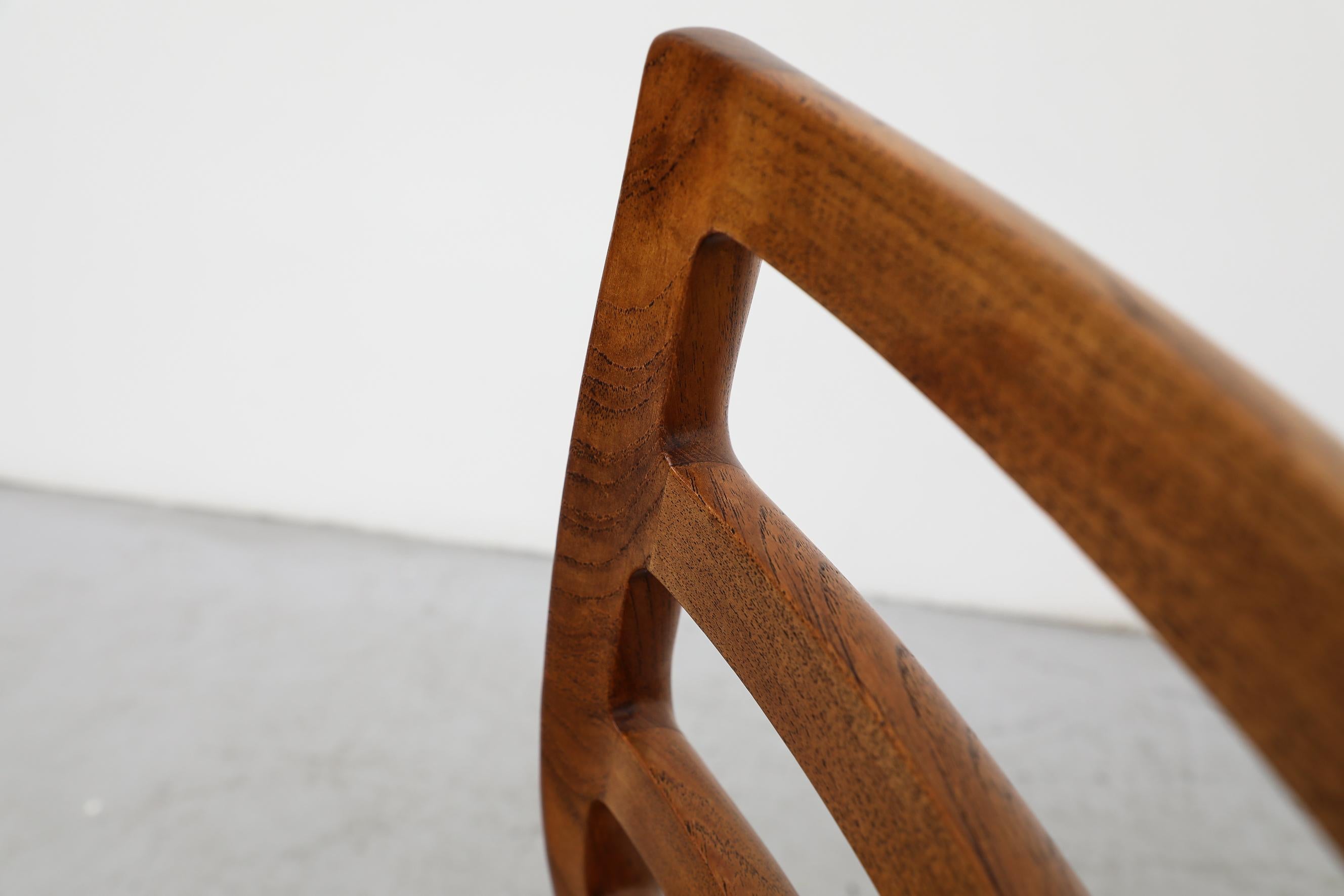 Papercord Set of 4 Model 85 Teak Ladder Back Chairs by Niels Moller for J.L. Moller