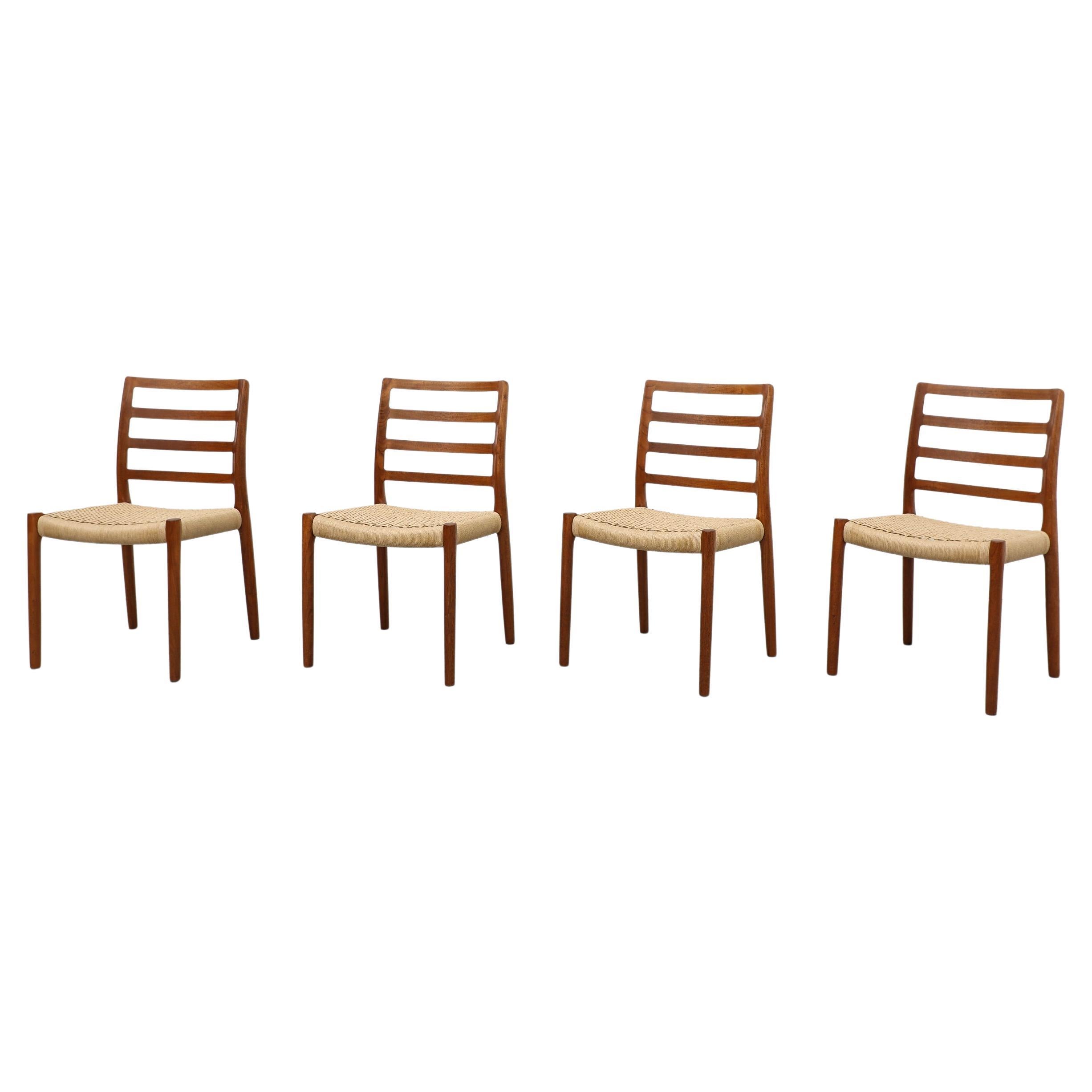 Set of 4 Model 85 Teak Ladder Back Chairs by Niels Moller for J.L. Moller