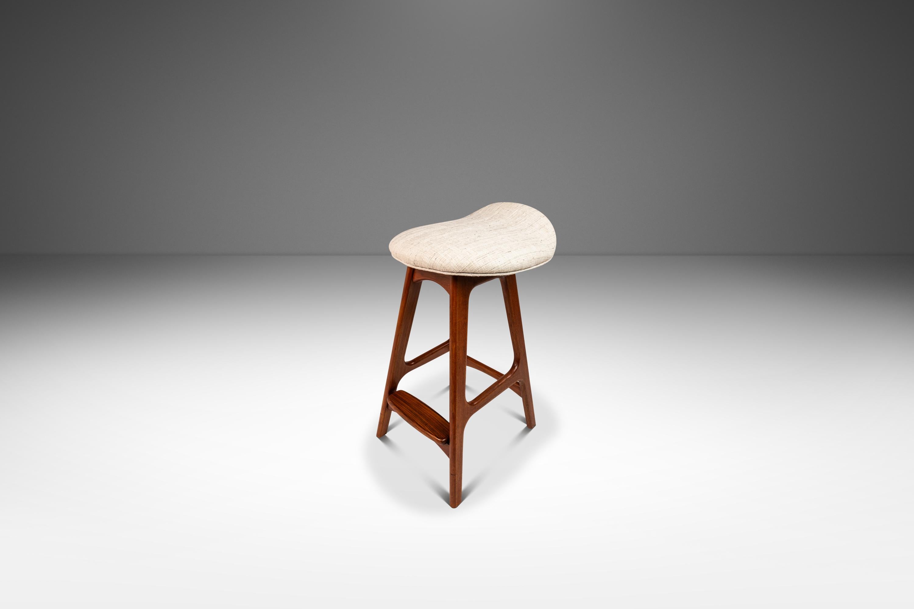 Teak Set of 4 Model OD-61 Bar Stools by Erik Buch for O.D. Mobler, Denmark, c. 1960's For Sale