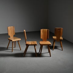Set of 4 model S28 chairs by Pierre Chapo, France, circa 1965