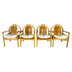 Set of 4 Modern Armchairs Beechwood + Fabric, Baumann Argos Lounge Armchairs 