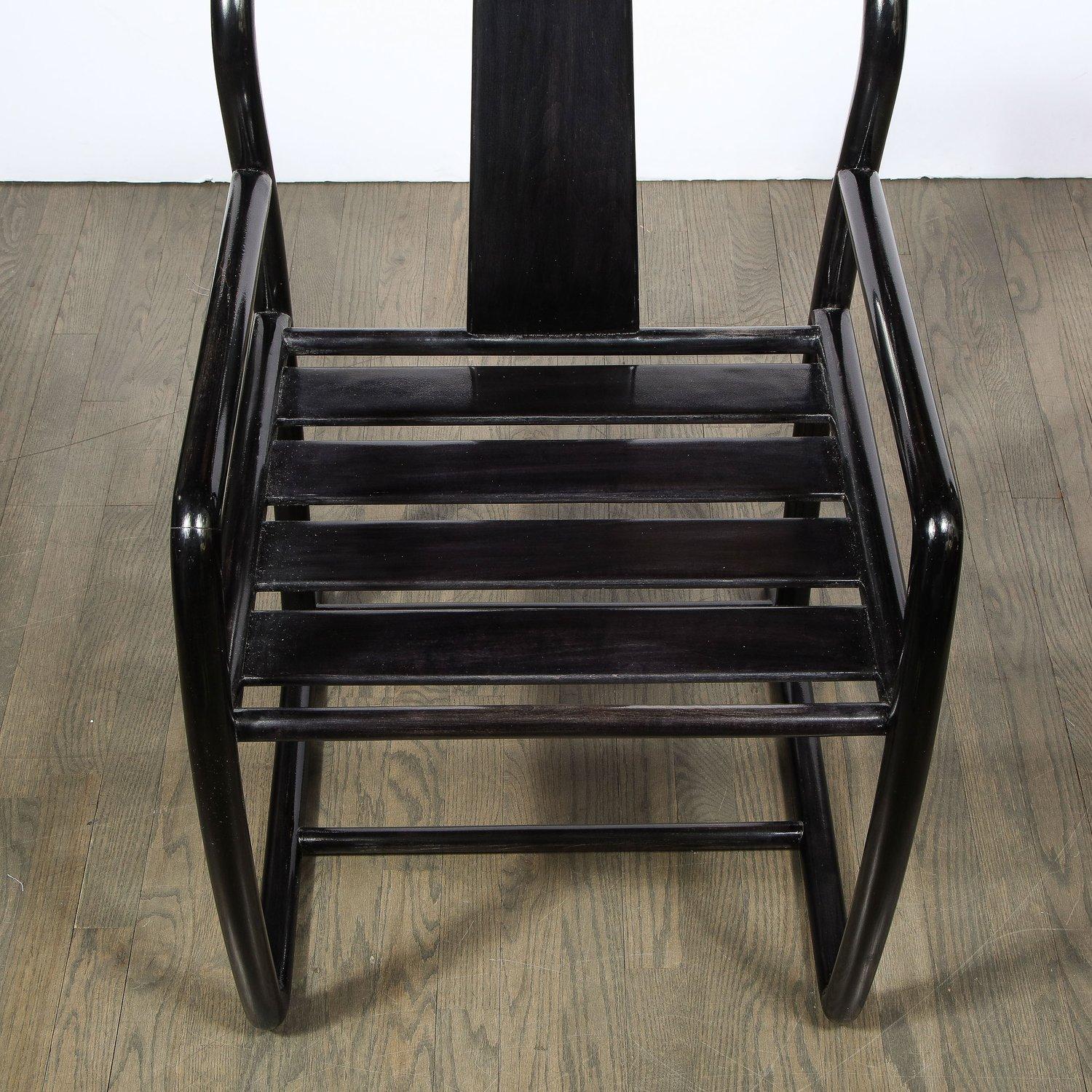 Set of 4 Modern Armchairs in Smoked Emerald Velvet & Ebonized Walnut by Donghia For Sale 6
