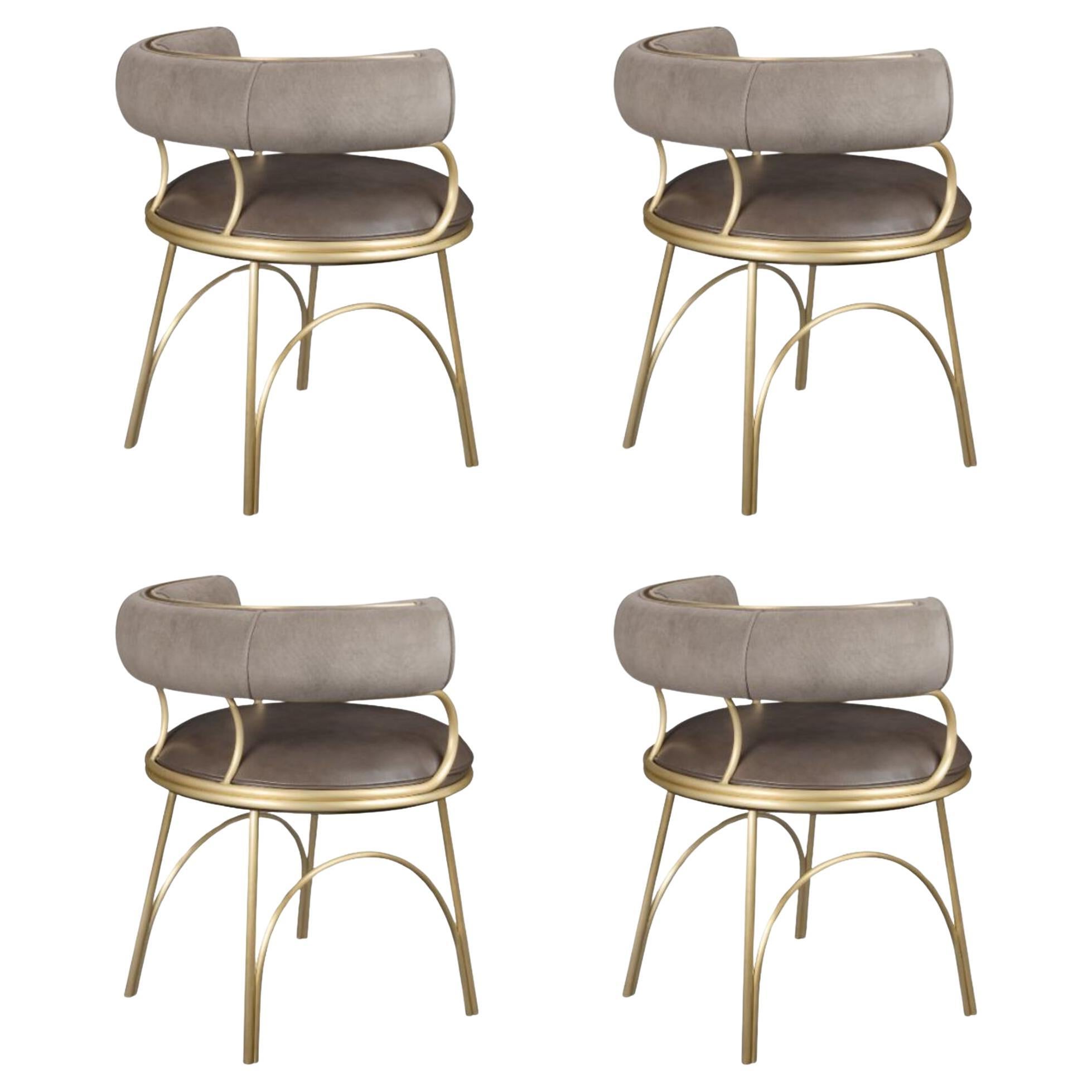 Set di 4 sedie da pranzo moderne Austin Steel Velvet di Porus Studio