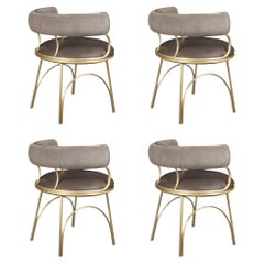 Set di 4 sedie da pranzo moderne Austin Steel Velvet di Porus Studio