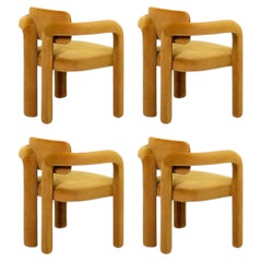 Set of 4 Modern mustard velvet Double Arch dining chair by InsidherLand