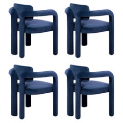 Set of 4 Modern navy blue velvet Double Arch dining chair by InsidherLand