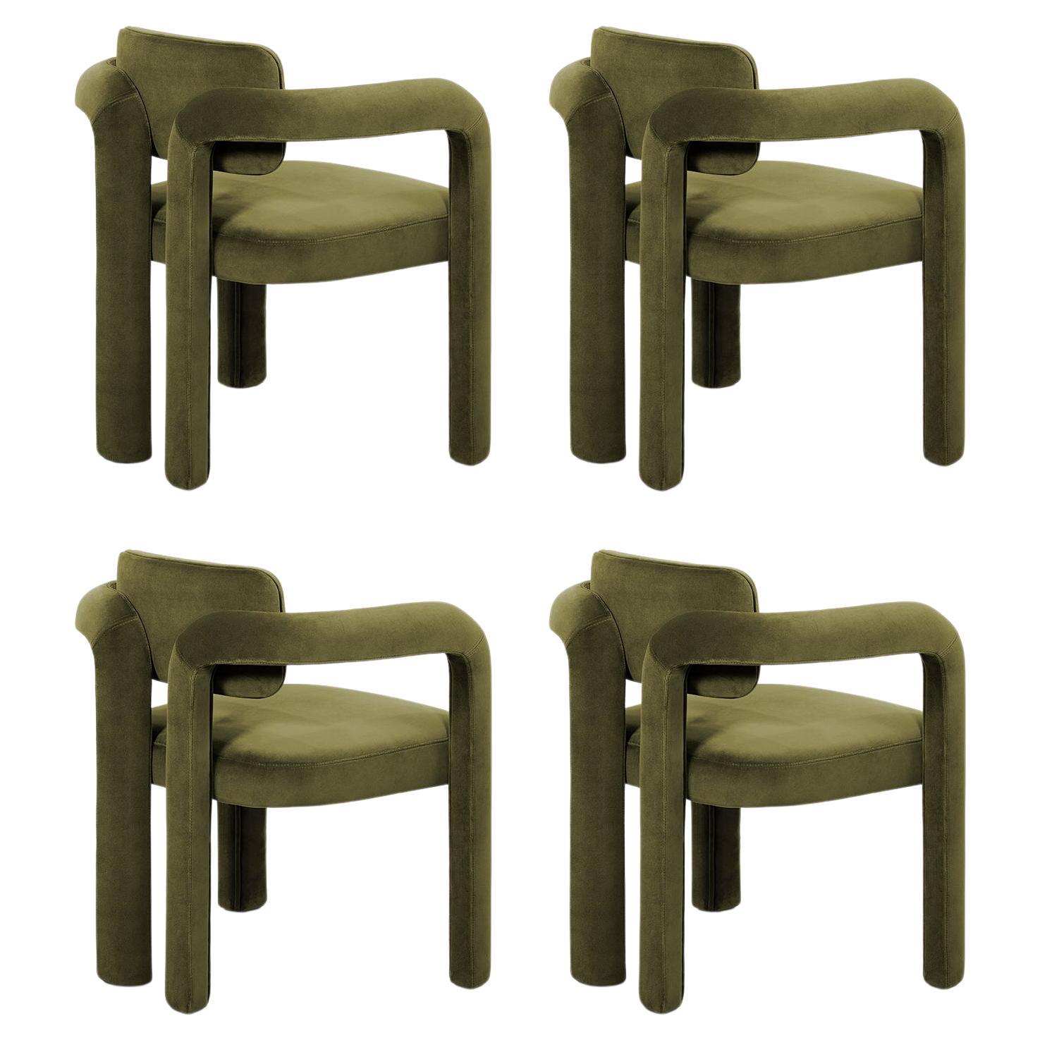 Set of 4 Modern olive green velvet Double Arch dining chair by InsidherLand