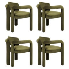 Set of 4 Modern olive green velvet Double Arch dining chair by InsidherLand
