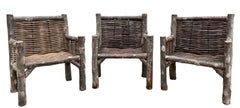 Set of 4 Modern Rustic Organic Chairs Solid Wood Adirondack Lumber