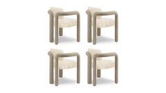 Set of 4 Modern sculptural fur  velvet Double Arch dining chair by InsidherLand