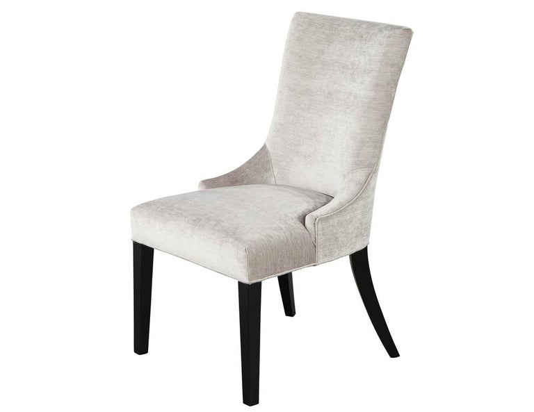 Canadian Set of 4 Modern Side Chairs in Textured Gray Fabric Opus Chairs For Sale