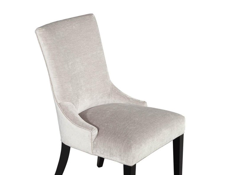 Set of 4 Modern Side Chairs in Textured Gray Fabric Opus Chairs For Sale 2