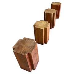 Vintage Set of 4 Modern Teak Pedestal Tables