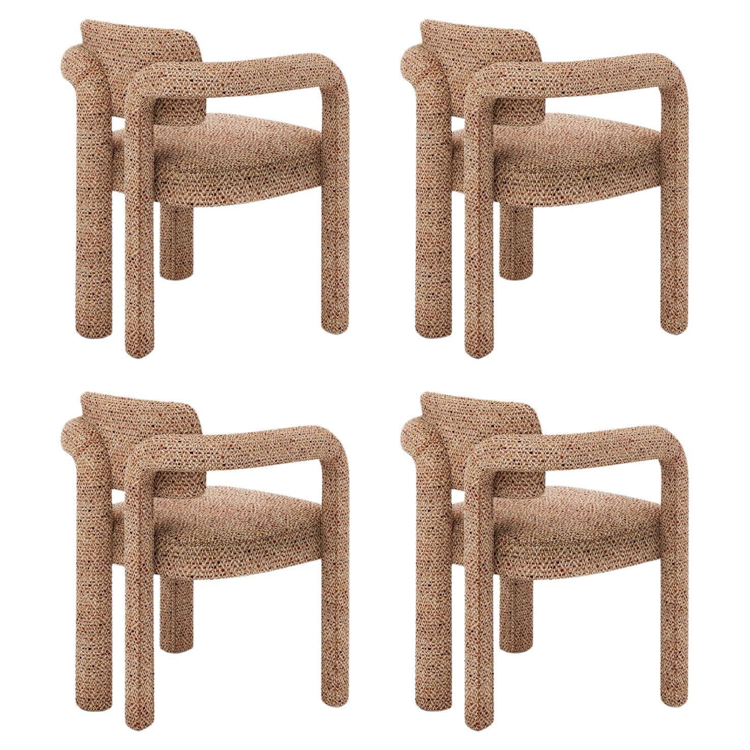 Set of 4 Modern textured fabric Double Arch dining chair by InsidherLand