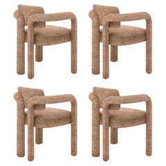 Set of 4 Modern textured fabric Double Arch dining chair by InsidherLand