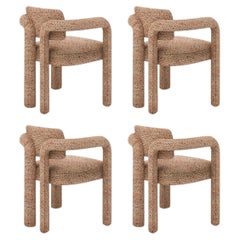 Lot de 4 chaises de salle à manger modernes en tissu texturé Double Arch par InsidherLand