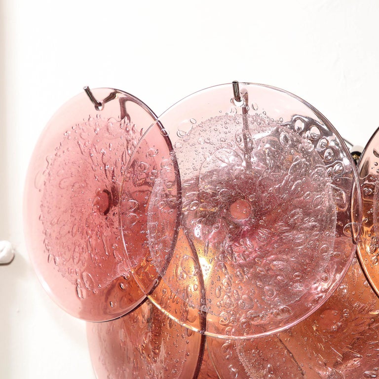 Satz von 4 modernistischen 9-Scheiben-Kerzen aus mundgeblasenem Murano-Rauchglas in Amethyst im Angebot bei 1stDibs Deutschland