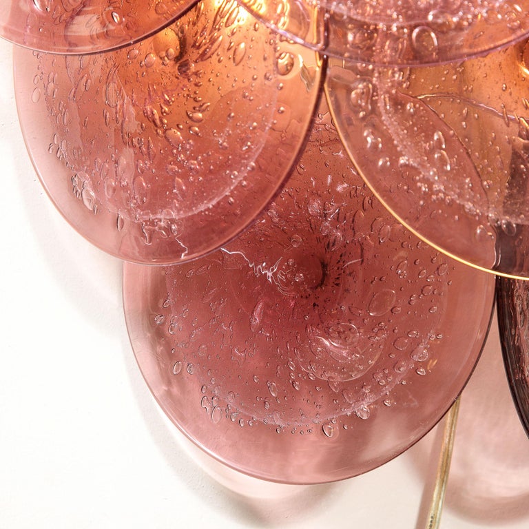 Satz von 4 modernistischen 9-Scheiben-Kerzen aus mundgeblasenem Murano-Rauchglas in Amethyst im Angebot bei 1stDibs Deutschland