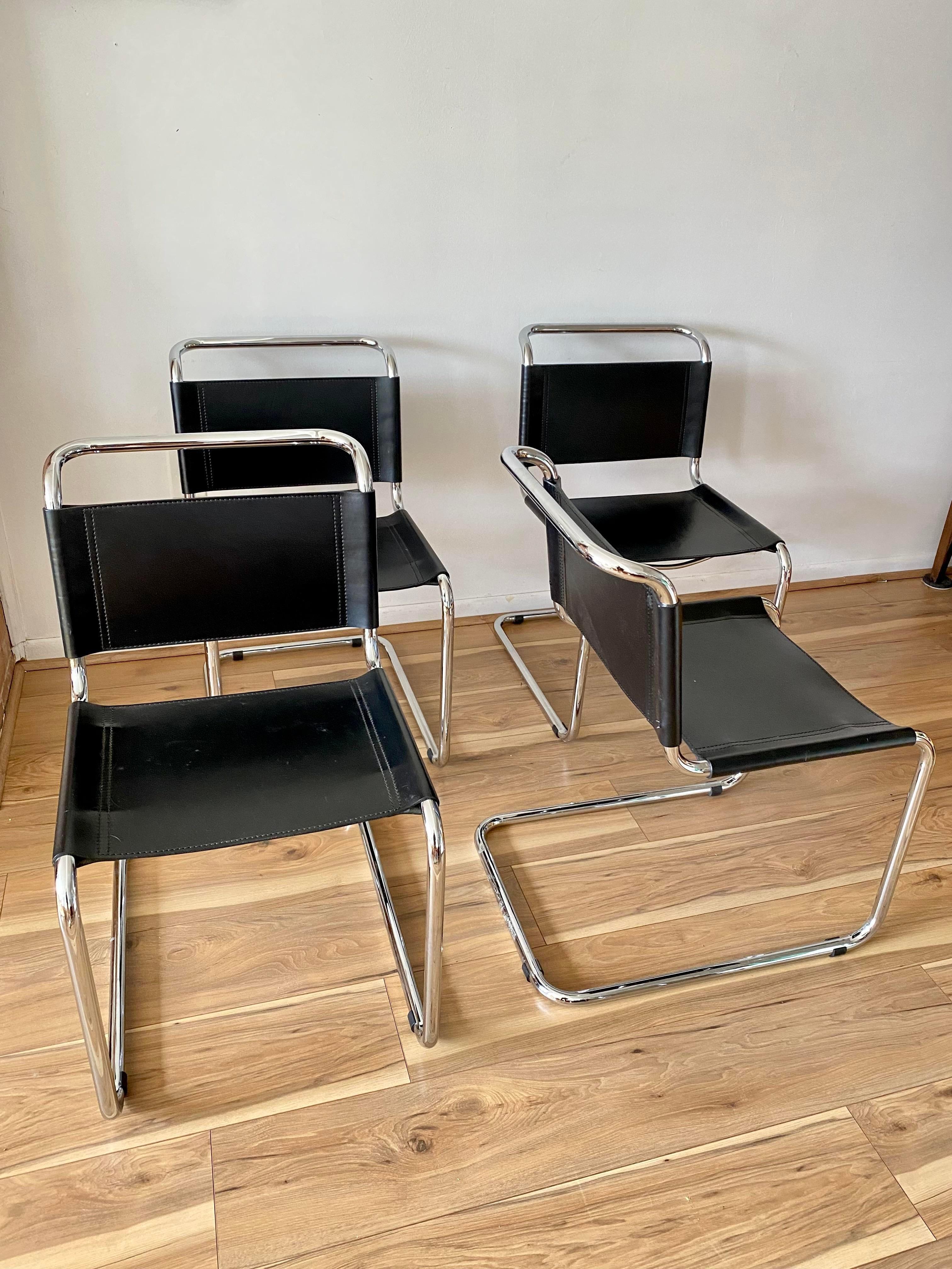 Juego de 4 sillas voladizas modernistas estilo S33 Mart Stam para Thonet Bauhaus