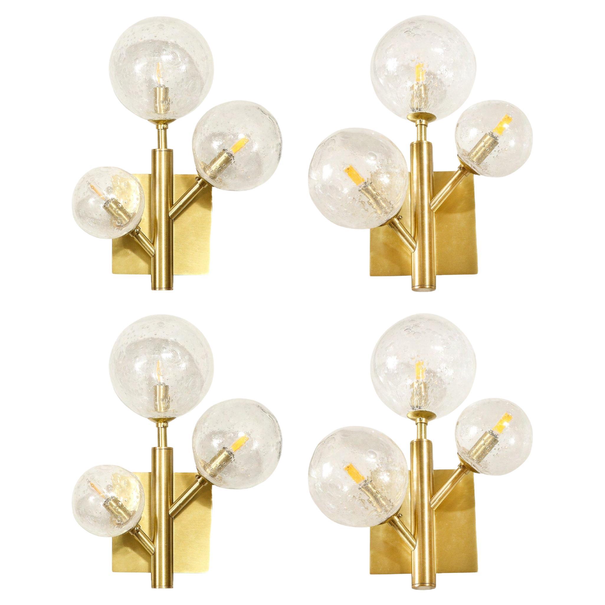 Ensemble de 4 appliques en verre de Murano soufflé à la main, de style moderne, avec flocons de neige