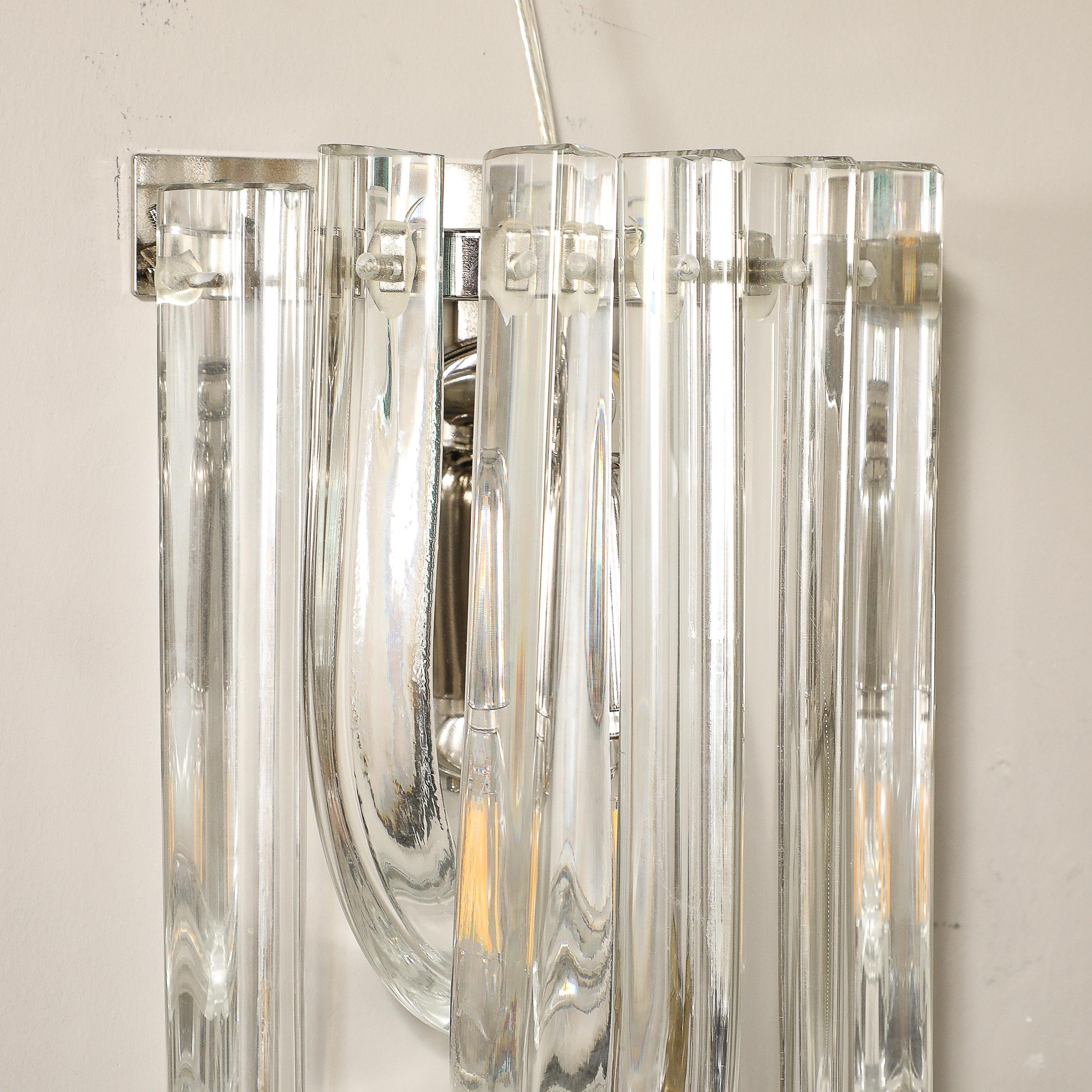 Set of 4 Modernist Hand Blown Translucent Murano Glass Ribbon Sconces For Sale 10