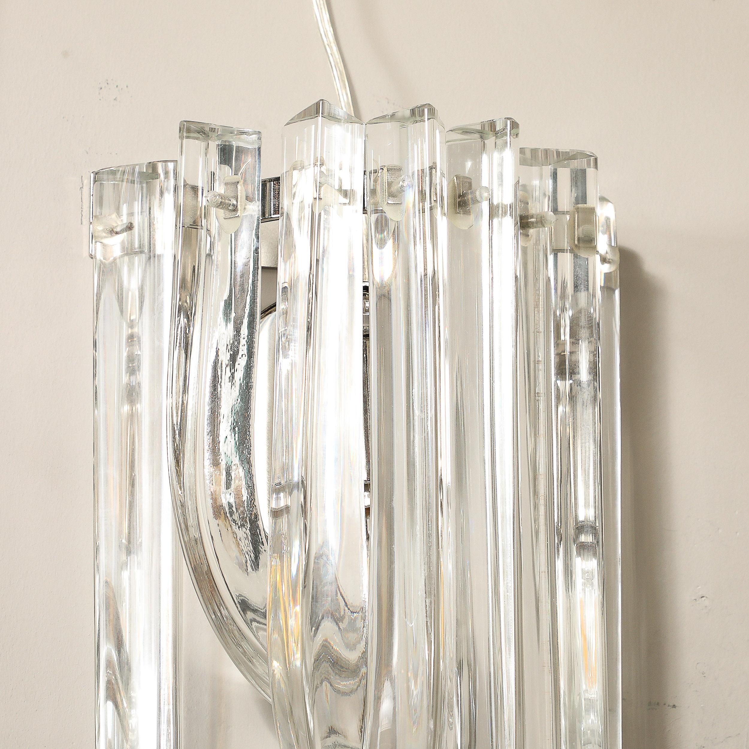 Set of 4 Modernist Hand Blown Translucent Murano Glass Ribbon Sconces For Sale 14