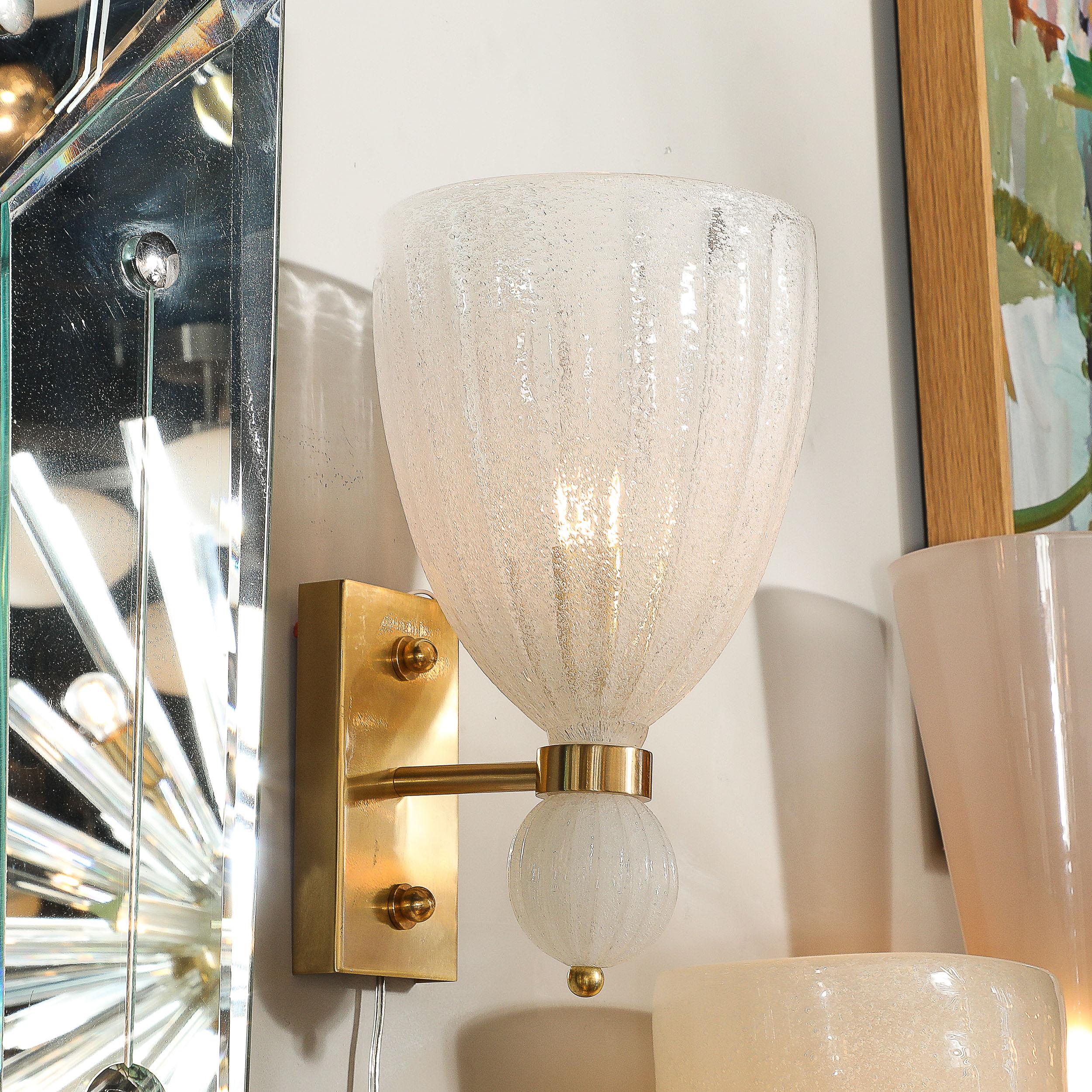 Ensemble de 4 appliques orbitales en verre soufflé à la bouche de Murano, cannelé, à chute orbitale en vente 3