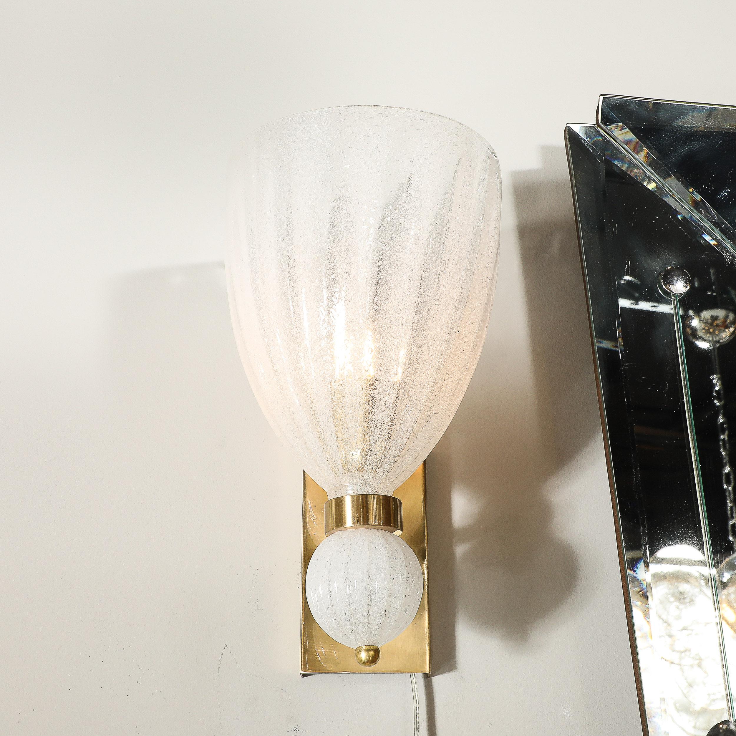 Ensemble de 4 appliques orbitales en verre soufflé à la bouche de Murano, cannelé, à chute orbitale en vente 4