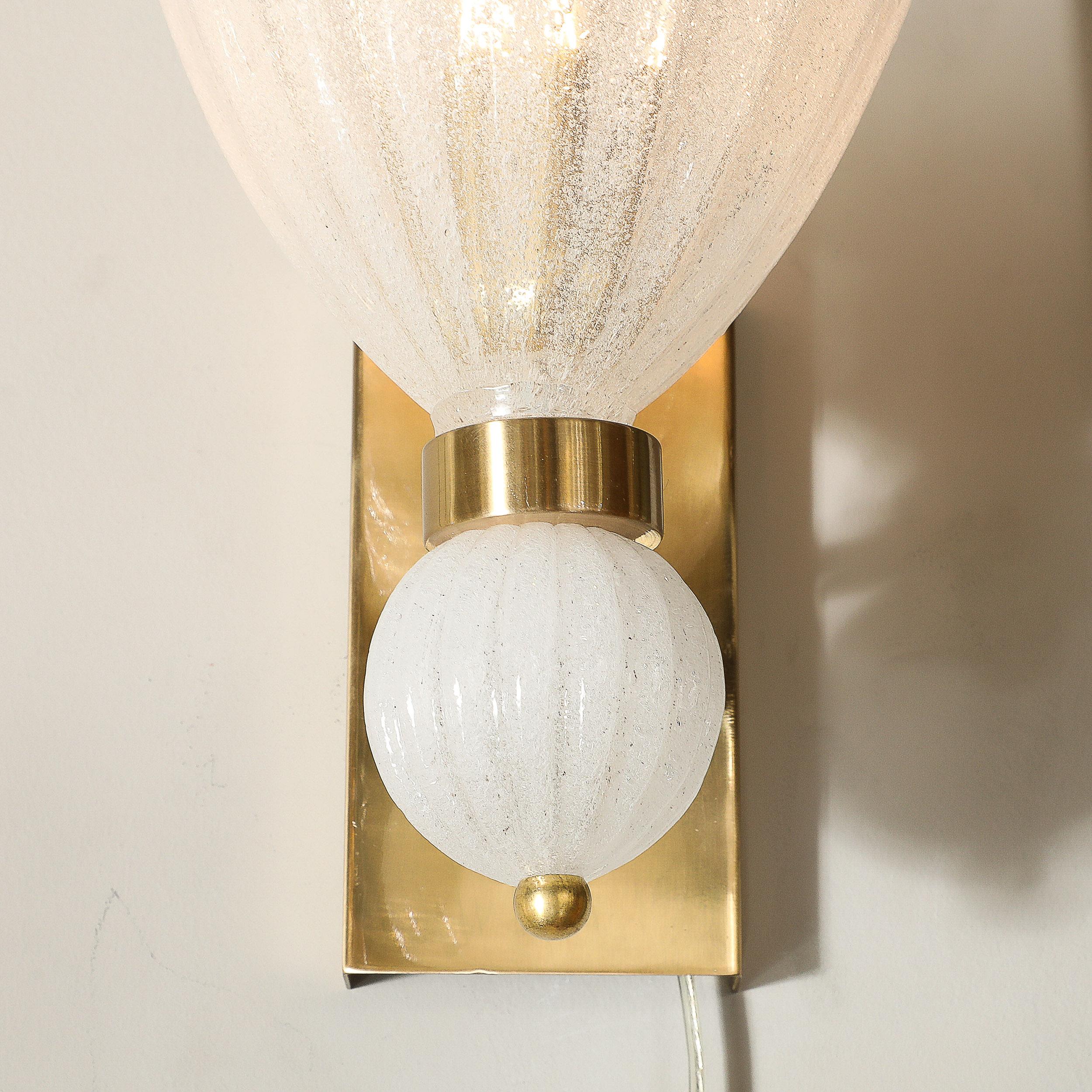 Ensemble de 4 appliques orbitales en verre soufflé à la bouche de Murano, cannelé, à chute orbitale en vente 5