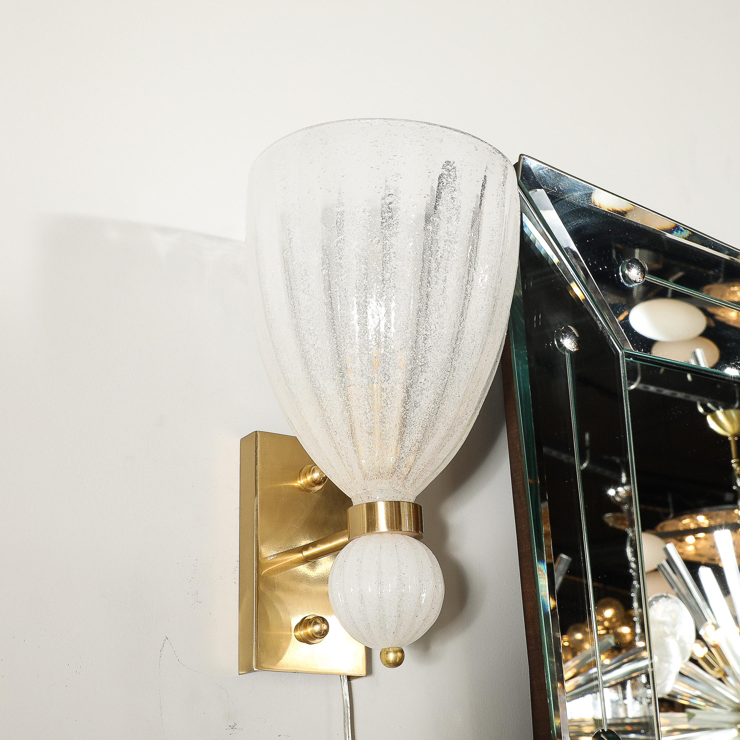 Ensemble de 4 appliques orbitales en verre soufflé à la bouche de Murano, cannelé, à chute orbitale en vente 7