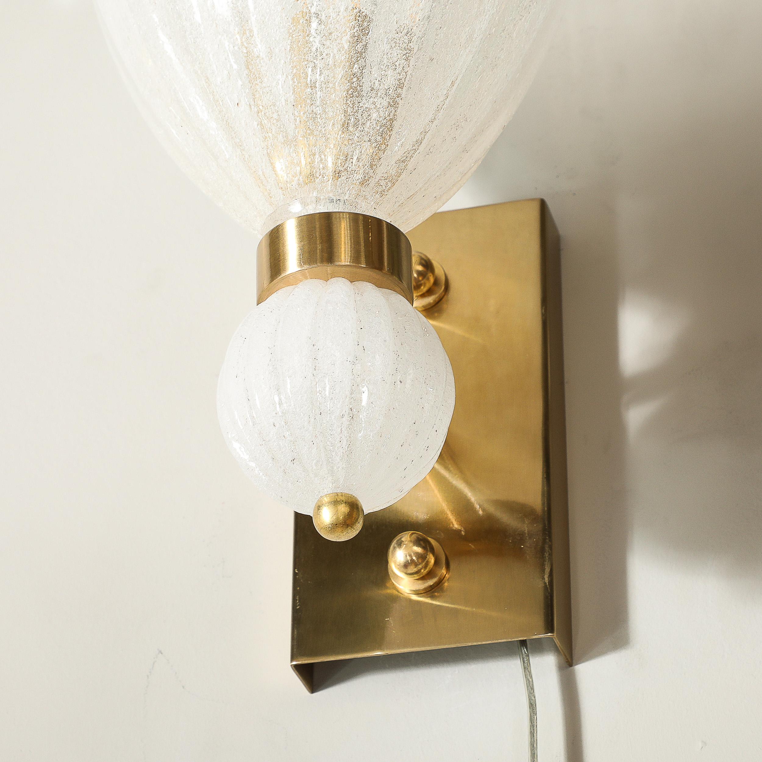 Ensemble de 4 appliques orbitales en verre soufflé à la bouche de Murano, cannelé, à chute orbitale en vente 9